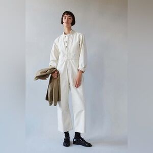 Caron Callahan / Fincher jumpsuit ivory cream denim flight suit large L